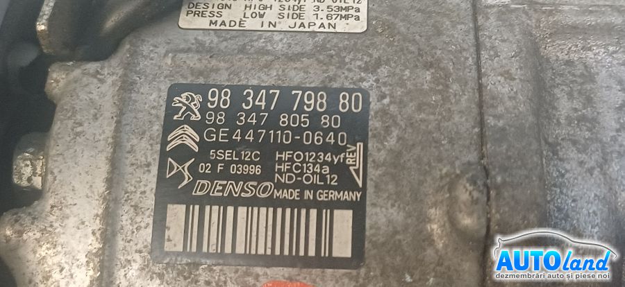 Compresor AC PEUGEOT 2008 2013-2026 Cod 9834778980 