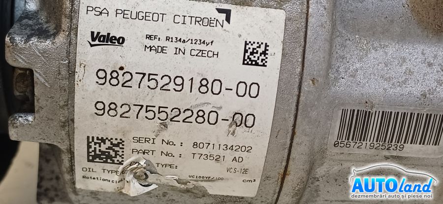 Compresor AC PEUGEOT 308 (4A_,4C_) 2007-2026 Cod 9827529180 