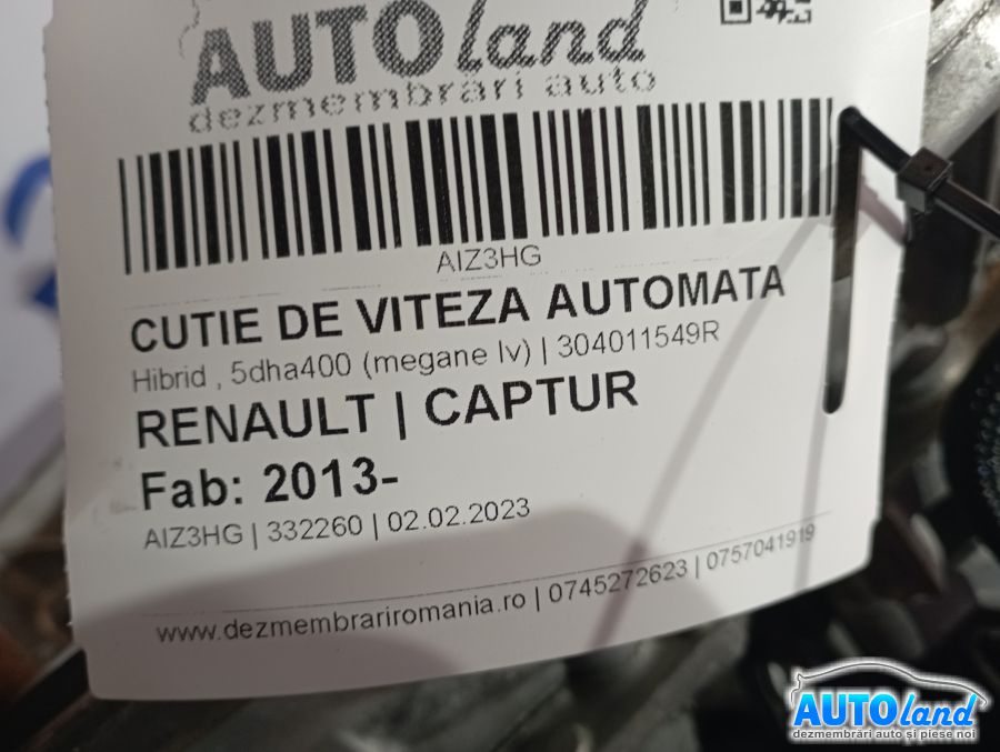 Cutie de Viteza Automata RENAULT CAPTUR 2013-2025 Cod 304011549R 