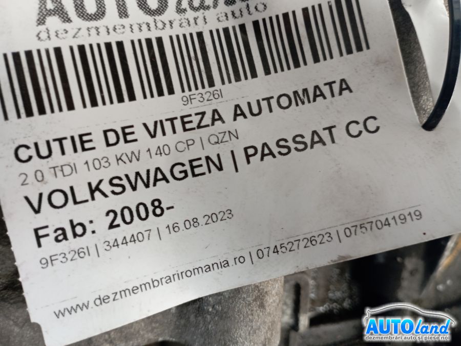 Cutie de Viteza Automata VOLKSWAGEN PASSAT CC 2008-2025 Cod QZN 