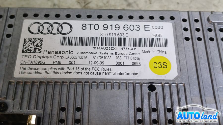 Display AUDI A4 Avant (8K5) 2008-2026 Cod 8T0919603E 