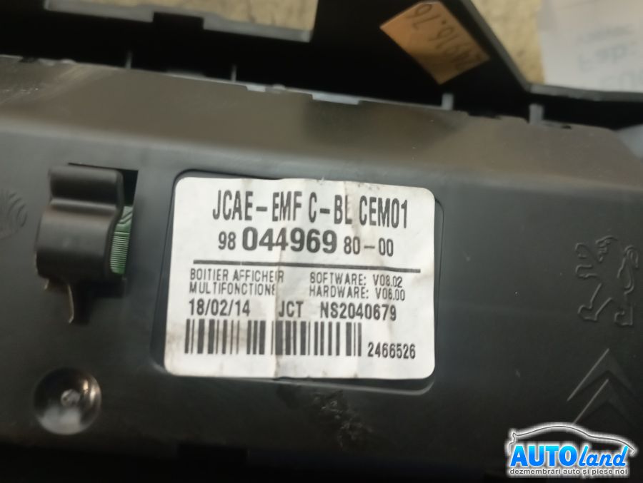 Display PEUGEOT 508 2010-2026 Cod 9804496980 