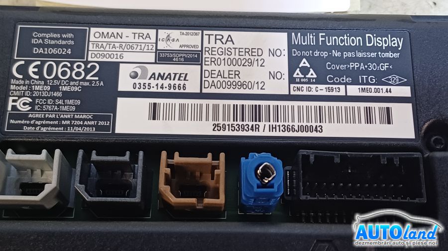 Display RENAULT ZOE 2012-2025 Cod 259153934R 