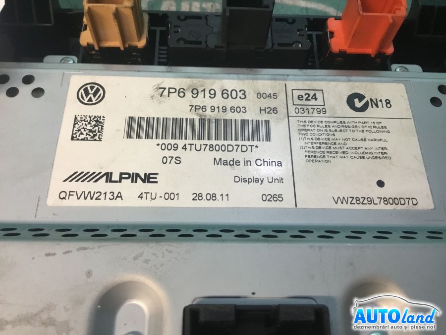 Display VOLKSWAGEN TOUAREG (7P5) 2010-2025 Cod 7P6919603 