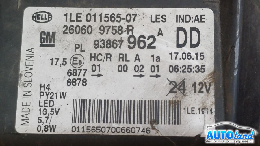 Far Stanga OPEL VIVARO B 2014-2018 Cod 260609758R 