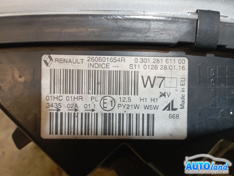 Far Stanga RENAULT CAPTUR 2013-2025 Cod 260601654R 