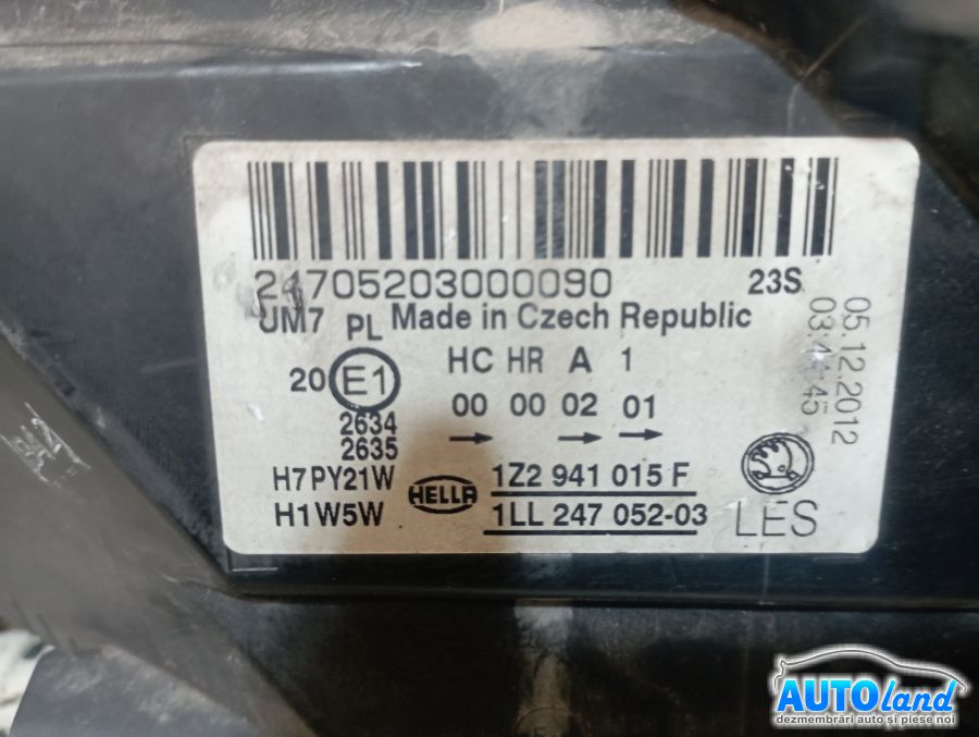 Far Stanga SKODA OCTAVIA (1Z3) 2004-2026 Cod 1Z2941015F 