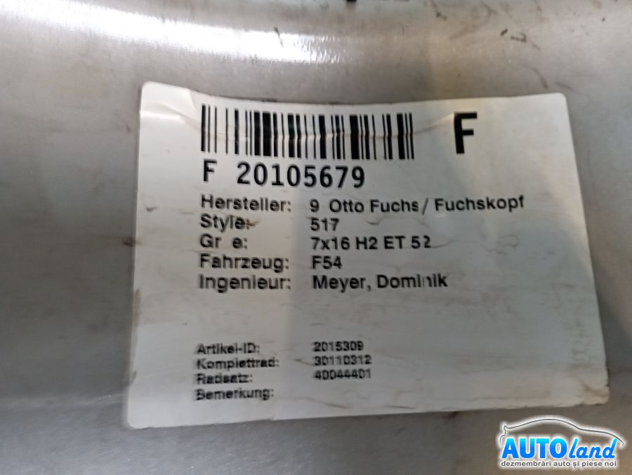 Janta Aliaj MINI CLUBMAN (F54) 2015-219 Cod 6856043 