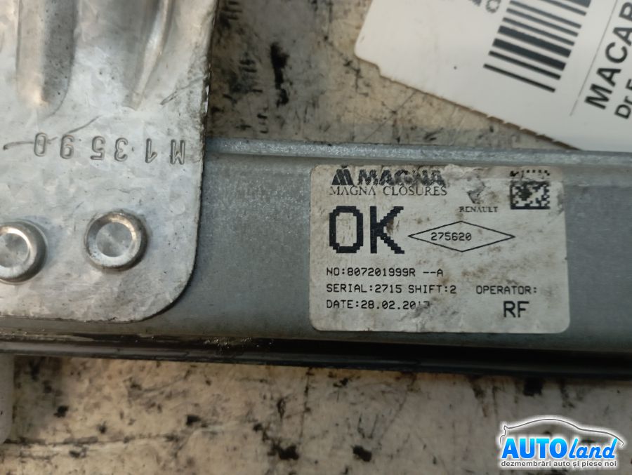Macara Geam DACIA SANDERO II 2013-2026 Cod 807201999R 