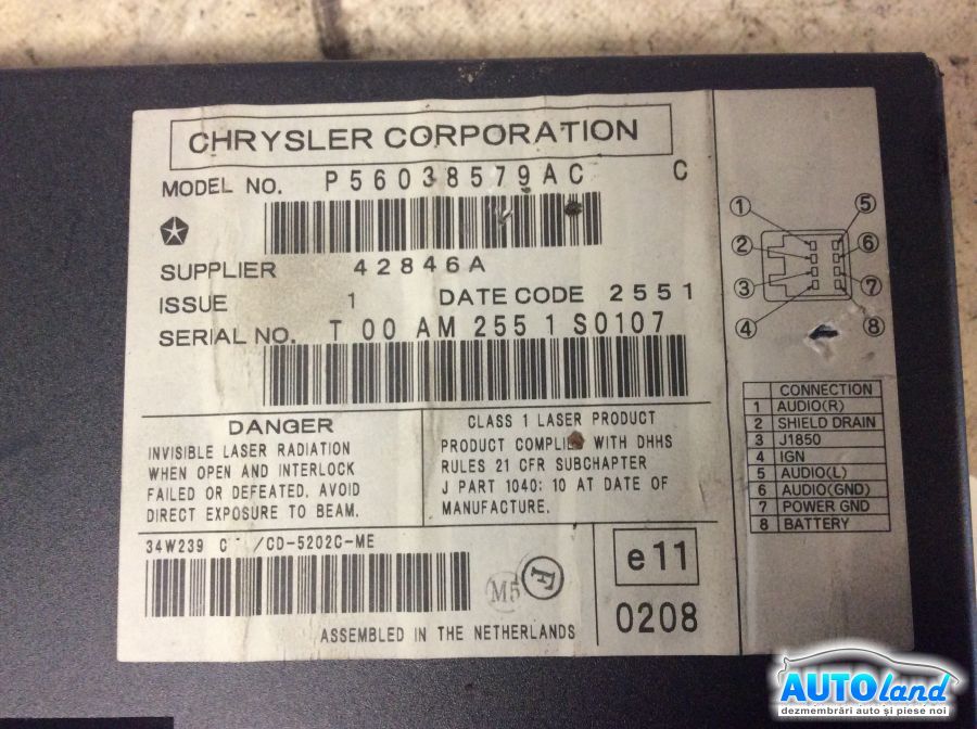 Magazie CD JEEP GRAND CHEROKEE II (WJ,WG) 1999-2025 Cod 56038579AC 