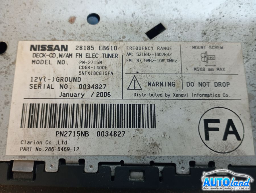 Magazie Cd NISSAN NAVARA (D40) 2004-2025 Cod 28185EB610 