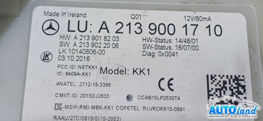 Modul Electronic MERCEDES-BENZ E-class (W213) 2016-2020 Cod A2139001710 