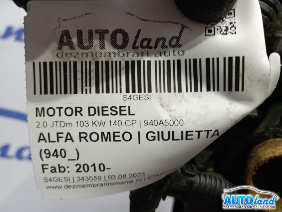 Motor Diesel ALFA ROMEO GIULIETTA (940_) 2010-2025 Cod 940A5000 