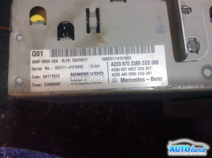 Navigatie MERCEDES-BENZ S-CLASS (W220) 1998-2005 Cod A2208702389 