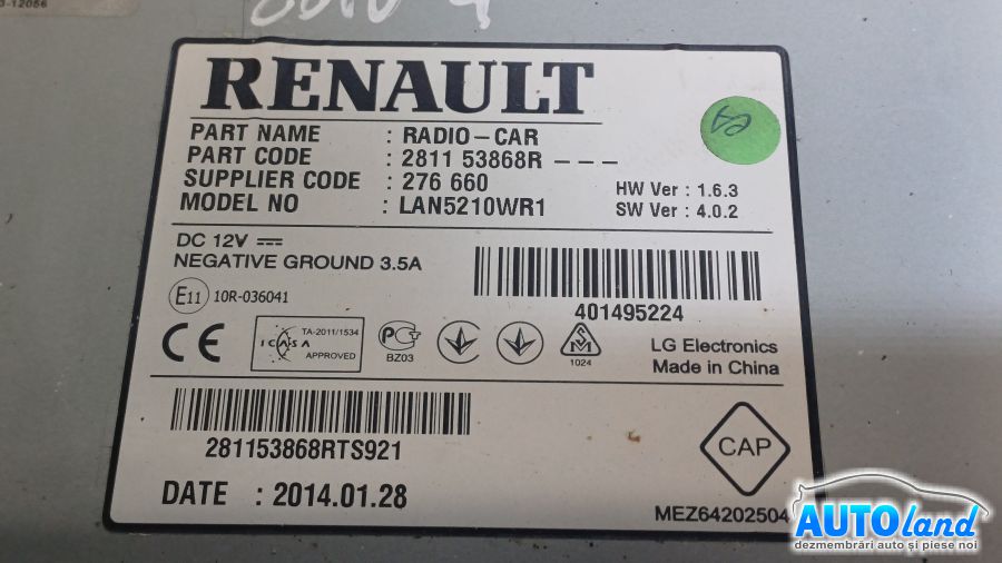 Navigatie RENAULT CLIO IV 2012-2025 Cod 281153868R 