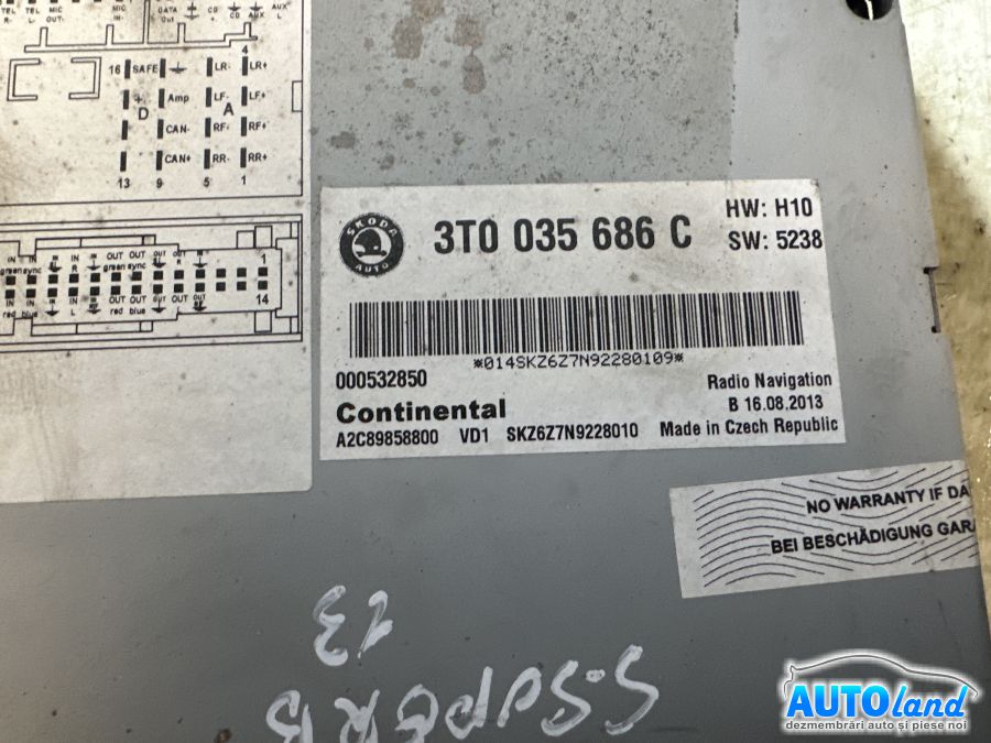 Navigatie SKODA SUPERB II (3T4) 2008-2026 Cod 3T0035686C 