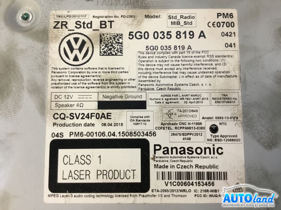 Navigatie VOLKSWAGEN Golf VII Variant 2012-2017 Cod 5G0035819A 