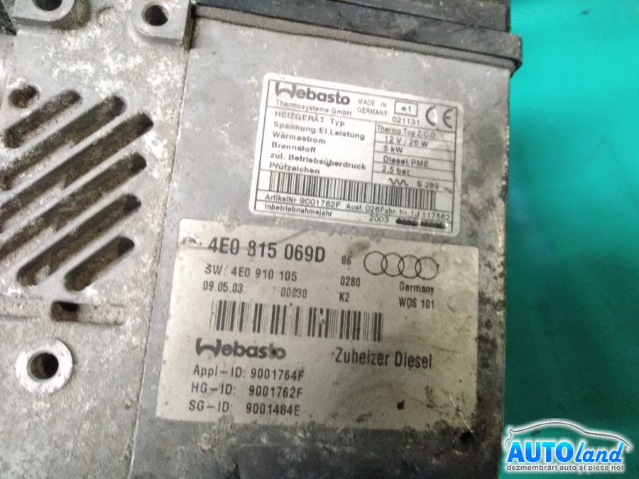 Sirocol (Webasto) AUDI A8 (4E_) 2002-2010 Cod 430815069D 